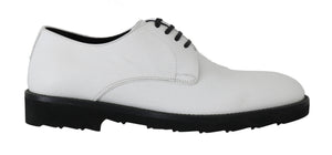 Dolce & Gabbana Weiße Leder Derby Kleid Formelle Schuhe