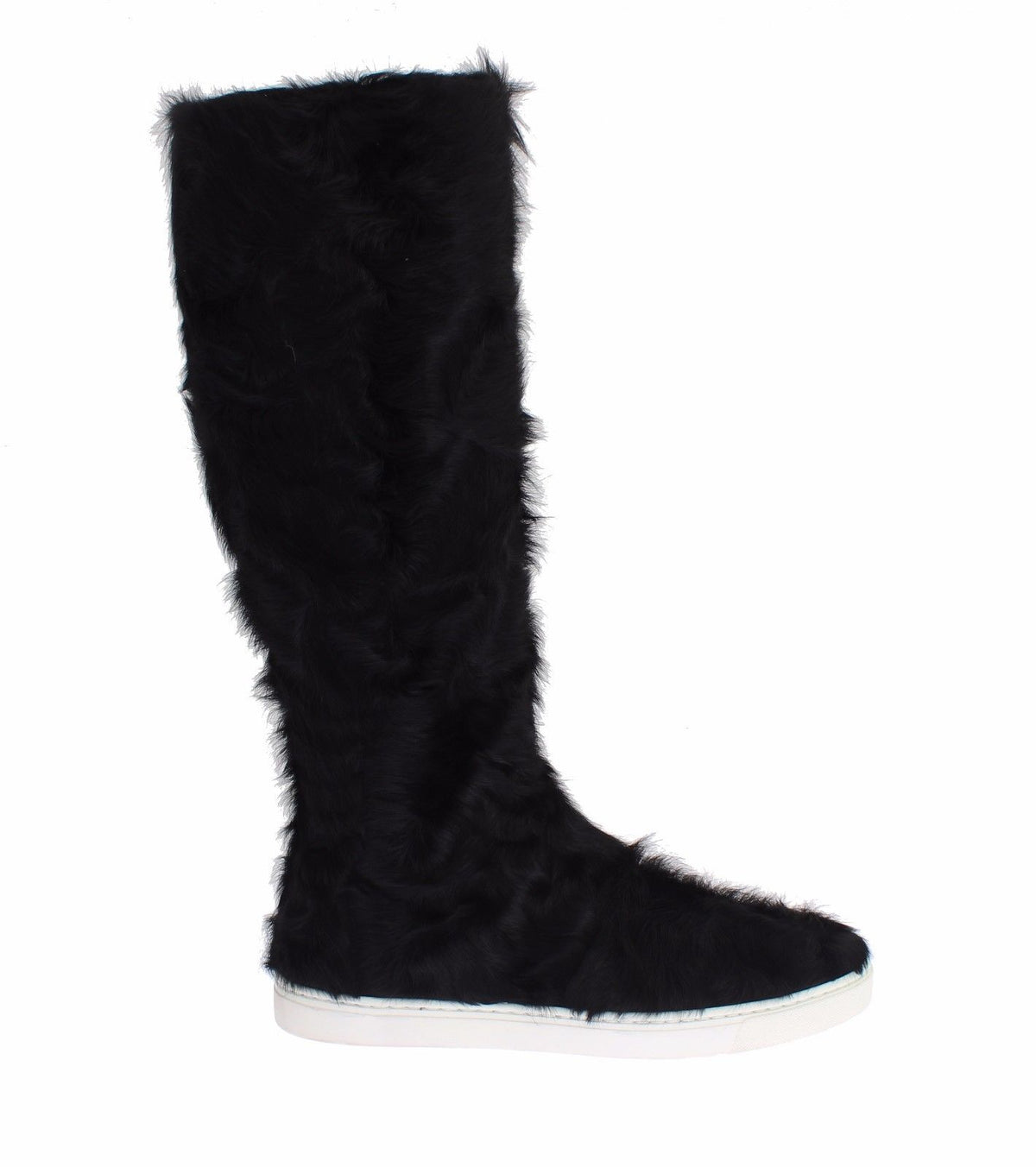 Dolce & Gabbana Schwarze Xiangao Lammfell-Lederstiefel