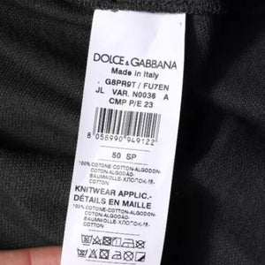Dolce & Gabbana Schwarzes Polo-T-Shirt mit Logodruck und Kragen aus Baumwolle