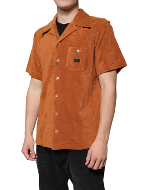 Dolce & Gabbana Hazel Cotton Velvet Button Down Hemd mit Kragen