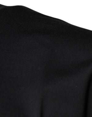 Dolce & Gabbana Schwarzes DG Logo Print Baumwoll-T-Shirt mit Rundhalsausschnitt