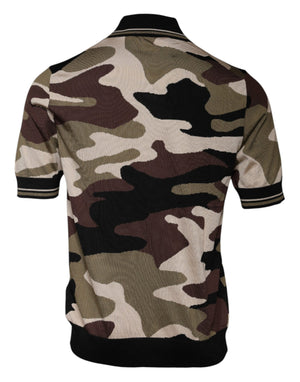 Dolce & Gabbana Multicolor Tarnfarbenes Polo-Shirt mit Kragen