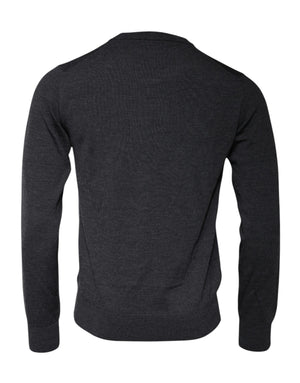 Dolce & Gabbana Dunkelgrauer DG Logo Rundhals-Pullover