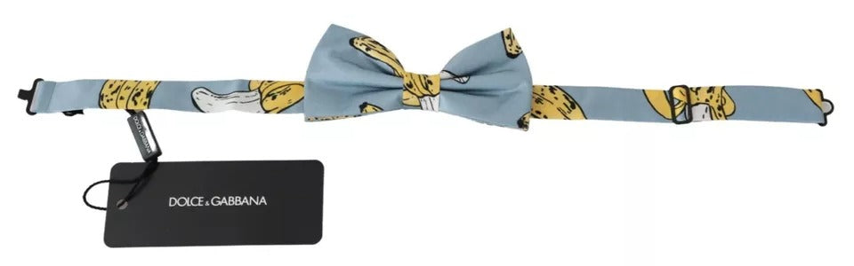 Dolce & Gabbana Hellblaue Seidenfliege mit Bananendruck für Männer