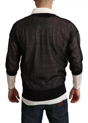 Dolce & Gabbana Schwarzes weißes Hemd Einteiliger Pullover Sweater