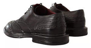 Dolce & Gabbana Schwarze perforierte Leder Schnürschuhe Derby