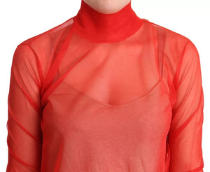 Dolce & Gabbana Orange halbtransparente Bluse Pullover