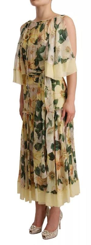 Dolce & Gabbana Langes Maxikleid mit Blumendruck aus Seide in mehreren Farben