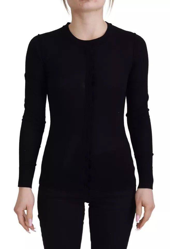 Dolce & Gabbana Schwarzer Pullover mit Rundhalsausschnitt und langen Ärmeln