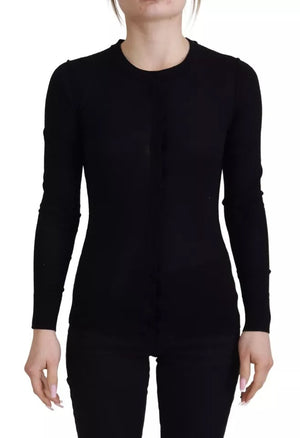 Dolce & Gabbana Schwarzer Pullover mit Rundhalsausschnitt und langen Ärmeln
