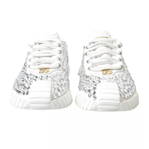 Dolce & Gabbana Weiß NS1 Canvas Leder verschönert Turnschuhe Schuhe