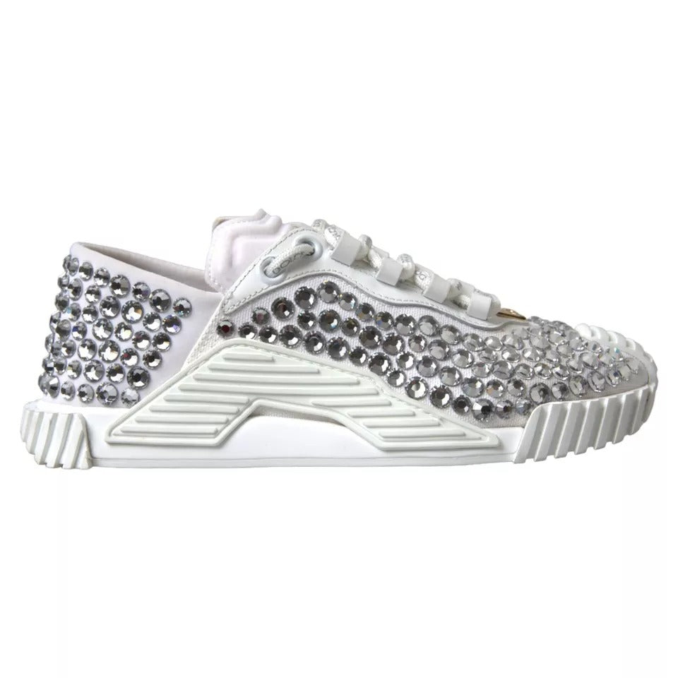 Dolce & Gabbana Weiß NS1 Canvas Leder verschönert Turnschuhe Schuhe