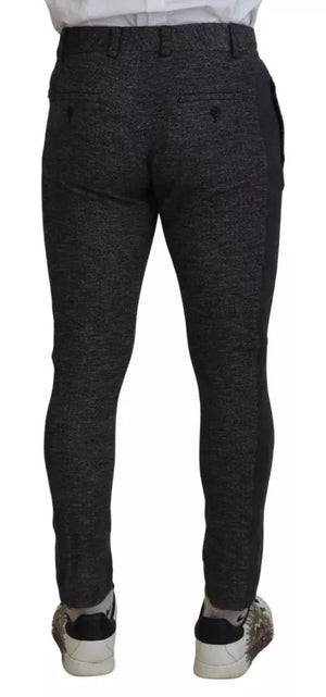 Dolce & Gabbana Graue Chevron-Viskose-Skinny-Hose
