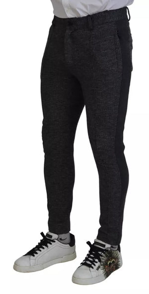 Dolce & Gabbana Graue Chevron-Viskose-Skinny-Hose