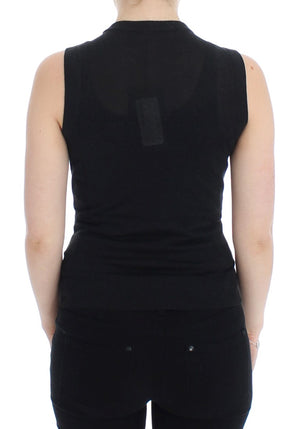 Dolce & Gabbana Schwarze ärmellose Weste mit Rundhalsausschnitt Pullover