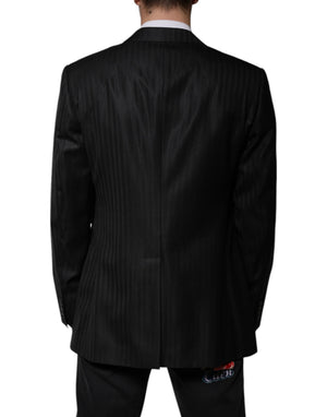 Dolce & Gabbana Schwarz gestreifter einreihiger Blazer aus Wolle