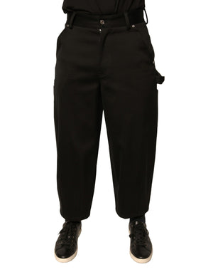 Dolce & Gabbana Schwarze Baumwoll-Cropped-Hose mit mittlerer Taille