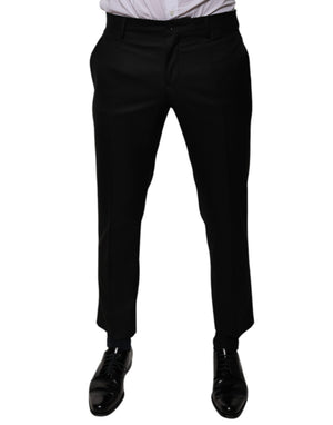 Dolce & Gabbana Schwarze konisch zulaufende formelle Anzughose aus Wolle
