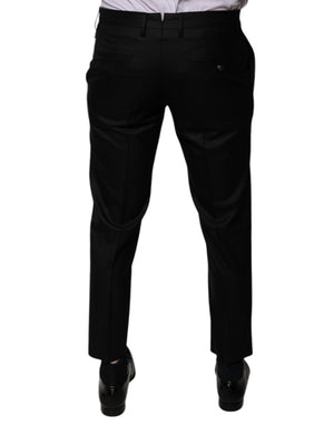 Dolce & Gabbana Schwarze konisch zulaufende formelle Anzughose aus Wolle