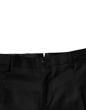 Dolce & Gabbana Schwarze konisch zulaufende formelle Anzughose aus Wolle