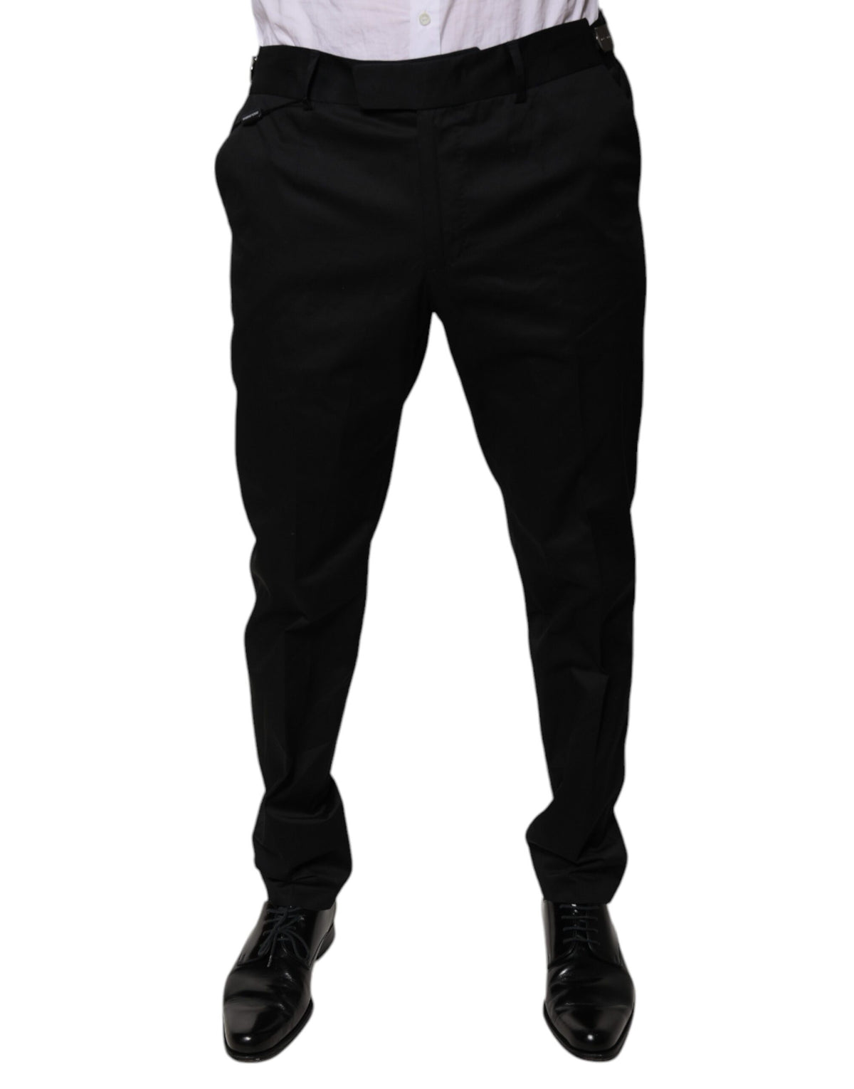 Dolce & Gabbana Schwarze konisch zulaufende formelle Anzugshose aus Baumwolle