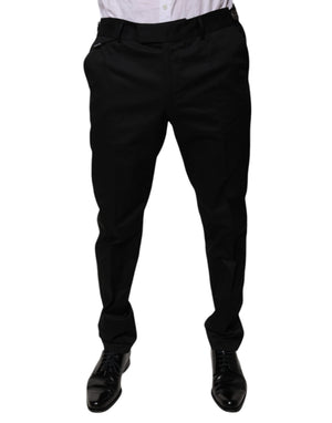 Dolce & Gabbana Schwarze konisch zulaufende formelle Anzugshose aus Baumwolle