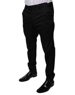 Dolce & Gabbana Schwarze konisch zulaufende formelle Anzugshose aus Baumwolle
