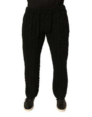 Dolce & Gabbana Schwarze Skinny-Hose aus Wollstrick
