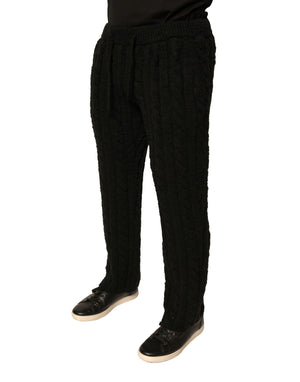 Dolce & Gabbana Schwarze Skinny-Hose aus Wollstrick