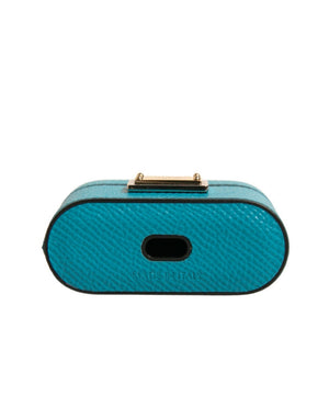 Dolce & Gabbana Grünes Leder Metall Logo Plaque Halter Airpods Fall