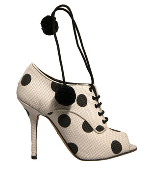 Dolce & Gabbana Weiß Schwarz Polka Dot Peep Toe Ankle Boots Schuhe