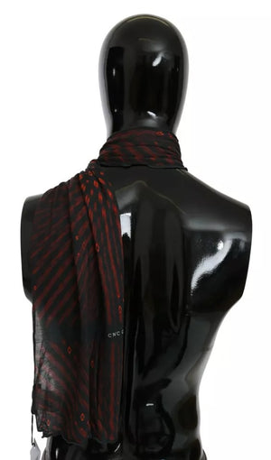Dolce & Gabbana Schwarz Rot Viskose Foulard Markenschal