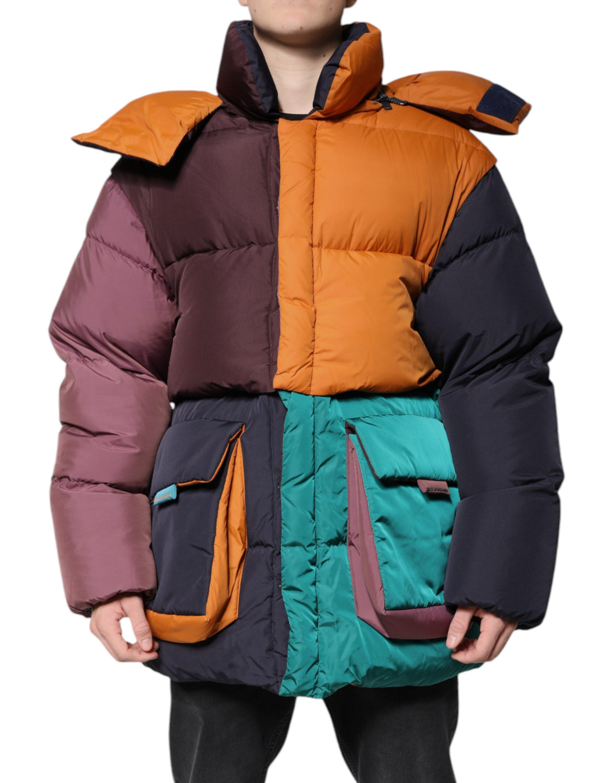 Dolce & Gabbana Multicolor gesteppte Kapuzen-Pufferjacke