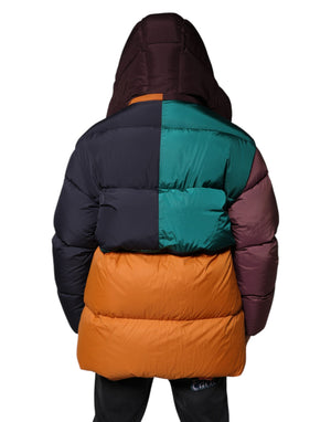 Dolce & Gabbana Multicolor gesteppte Kapuzen-Pufferjacke