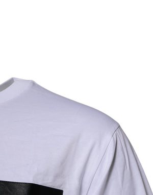 Dolce & Gabbana Weißes Baumwoll-T-Shirt mit Rundhalsausschnitt und Logo-Patch