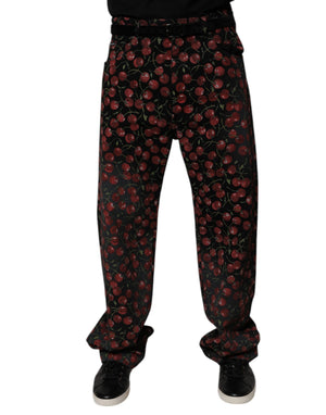 Dolce & Gabbana Schwarze Kirsche Baumwolle Gerade Männer Denim Jeans
