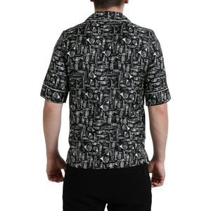 Dolce & Gabbana Schwarzes Seiden-Shirt mit kurzen Ärmeln