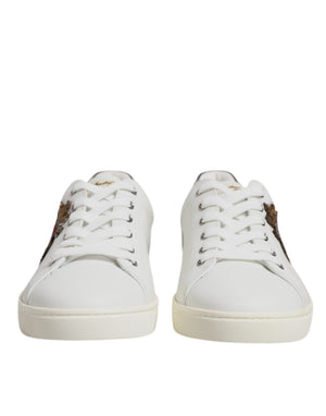 Dolce & Gabbana Weiße Leder-Sneaker mit Herz-Applikation