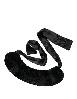 Dolce & Gabbana Schwarzer Lammfell Damen Halswärmer Winterschal