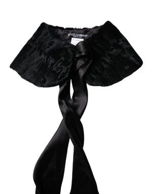 Dolce & Gabbana Schwarzer Lammfell Damen Halswärmer Winterschal