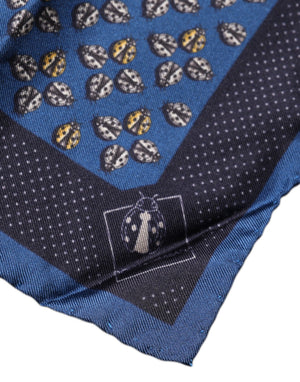 Dolce & Gabbana Blauer Marienkäfer Seide Quadratisches Taschentuch Schal