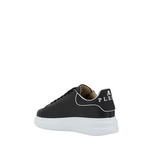 Philipp Plein Schwarze Bos Taurus Kalbsleder Low-Top-Sneaker