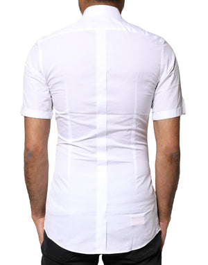 Dolce & Gabbana Weißes GOLD Button Down Casual Herren Poloshirt