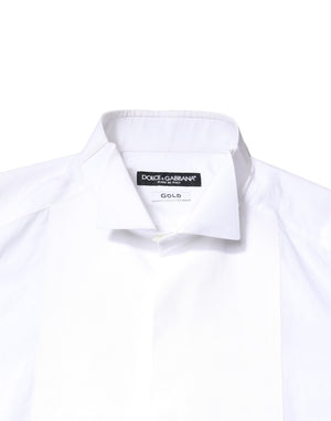 Dolce & Gabbana Weiß GOLD Baumwolle Popeline Lätzchen Formales Herrenhemd