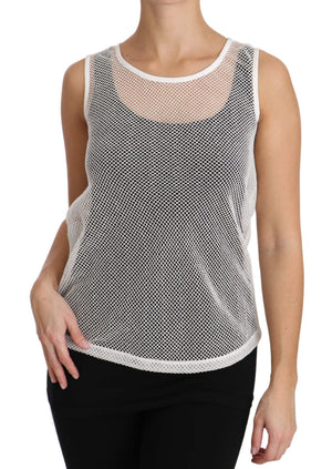 Dolce & Gabbana Weißes Netz-Transparentes ärmelloses Tank-Top