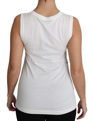Dolce & Gabbana Weißes Baumwolle #dgfamily Ärmelloses Shirt Tank Top