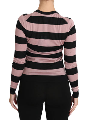 Dolce & Gabbana Rosa geblümter Kaschmir-Strickpullover