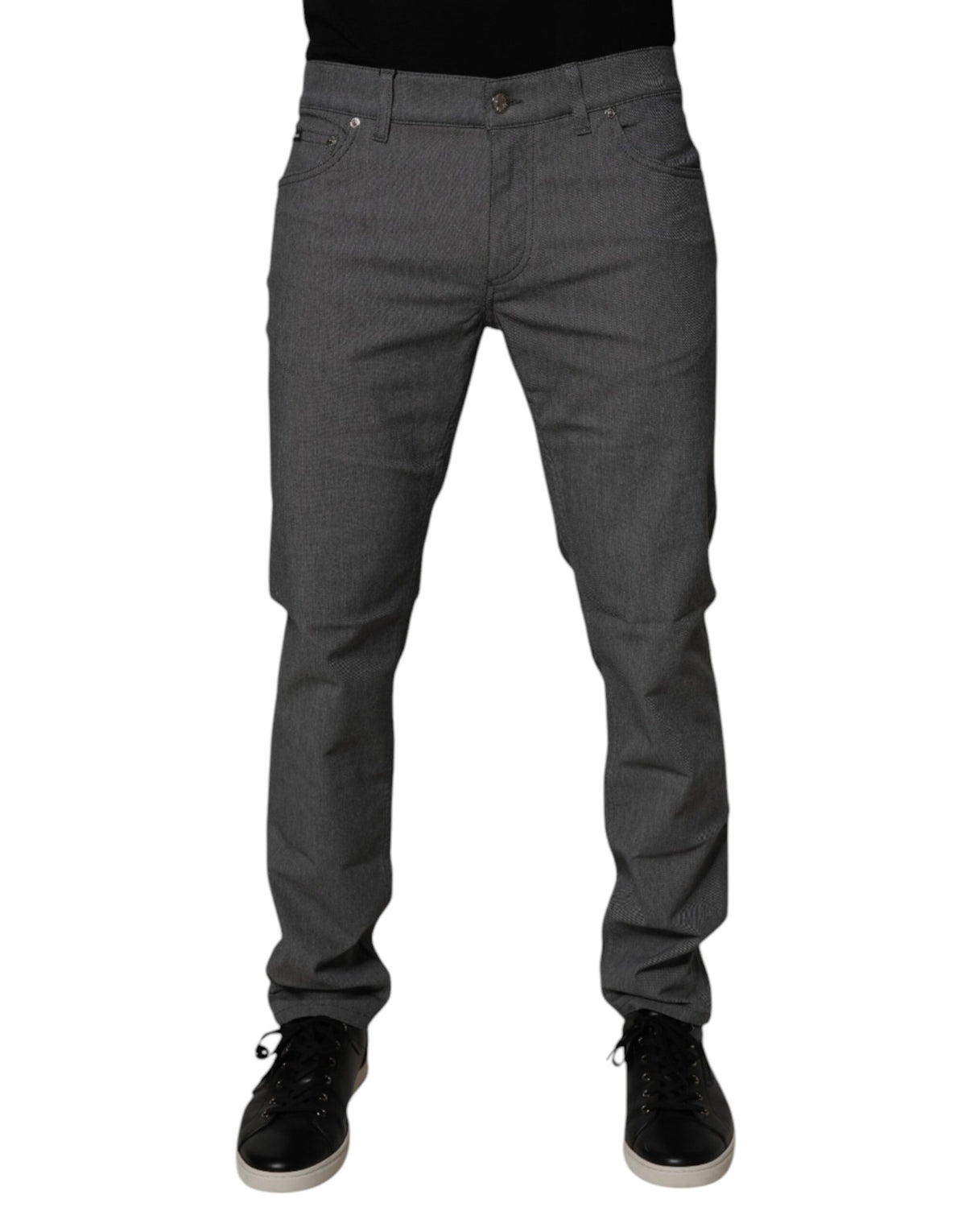 Dolce & Gabbana Graue Baumwoll-Stretch-Skinny-Denim-Jeans