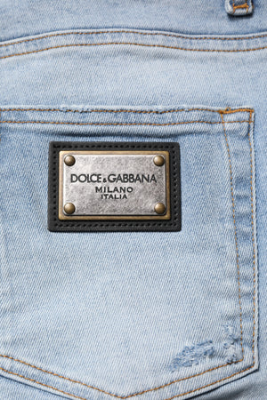 Dolce & Gabbana Blaue Distressed-Jeans aus Baumwolle für Herren