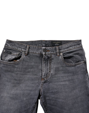 Dolce & Gabbana Dunkelgraue Baumwoll-Stretch-Skinny-Denim-Jeans